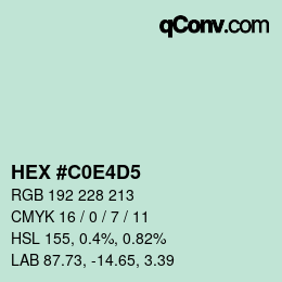 Color code: HEX #C0E4D5 | qconv.com