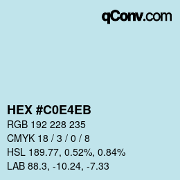 Color code: HEX #C0E4EB | qconv.com