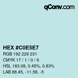 Código de color: HEX #C0E5E7 | qconv.com