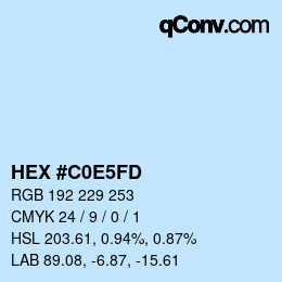颜色代码: HEX #C0E5FD | qconv.com