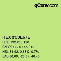 Color code: HEX #C0E67E | qconv.com