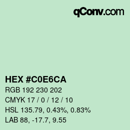 Color code: HEX #C0E6CA | qconv.com
