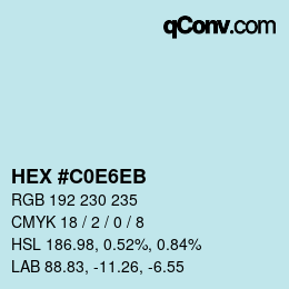 Color code: HEX #C0E6EB | qconv.com