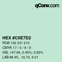 Color code: HEX #C0E7D2 | qconv.com