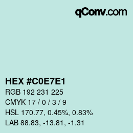 Color code: HEX #C0E7E1 | qconv.com