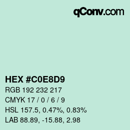 Color code: HEX #C0E8D9 | qconv.com