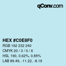 Color code: HEX #C0E8F0 | qconv.com