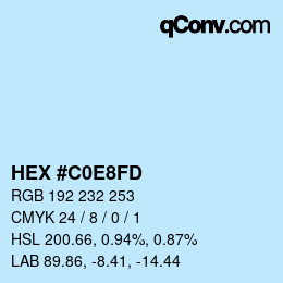 颜色代码: HEX #C0E8FD | qconv.com