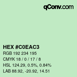 Color code: HEX #C0EAC3 | qconv.com