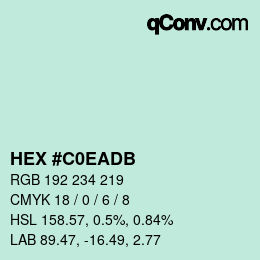 Color code: HEX #C0EADB | qconv.com