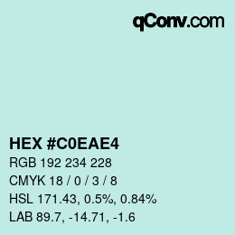 Color code: HEX #C0EAE4 | qconv.com