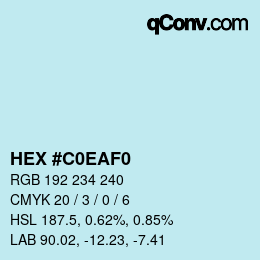Farbcode: HEX #C0EAF0 | qconv.com