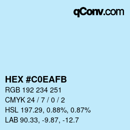 Color code: HEX #C0EAFB | qconv.com