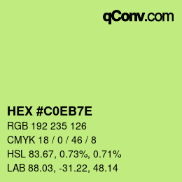 Farbcode: HEX #C0EB7E | qconv.com