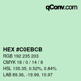 Color code: HEX #C0EBCB | qconv.com