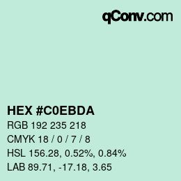 Color code: HEX #C0EBDA | qconv.com