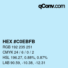 Color code: HEX #C0EBFB | qconv.com
