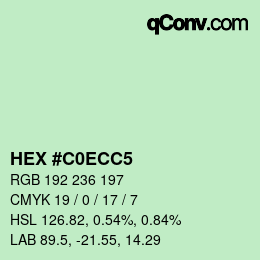 Color code: HEX #C0ECC5 | qconv.com