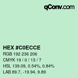 Color code: HEX #C0ECCE | qconv.com