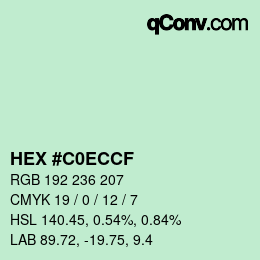 Color code: HEX #C0ECCF | qconv.com