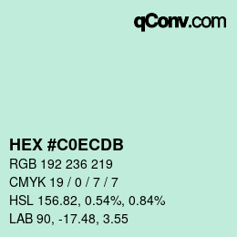 Color code: HEX #C0ECDB | qconv.com