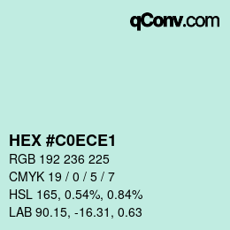 Color code: HEX #C0ECE1 | qconv.com
