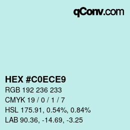 Color code: HEX #C0ECE9 | qconv.com