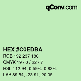 Color code: HEX #C0EDBA | qconv.com