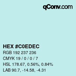 Color code: HEX #C0EDEC | qconv.com