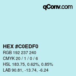Color code: HEX #C0EDF0 | qconv.com