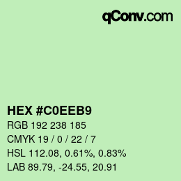 Color code: HEX #C0EEB9 | qconv.com