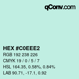 Color code: HEX #C0EEE2 | qconv.com