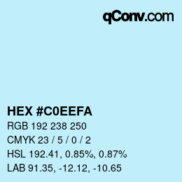 Color code: HEX #C0EEFA | qconv.com