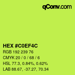 カラーコード: HEX #C0EF4C | qconv.com