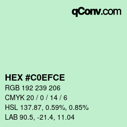 Color code: HEX #C0EFCE | qconv.com