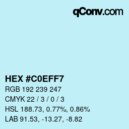 Color code: HEX #C0EFF7 | qconv.com