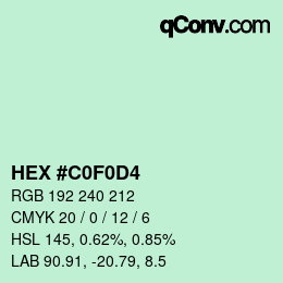 Color code: HEX #C0F0D4 | qconv.com
