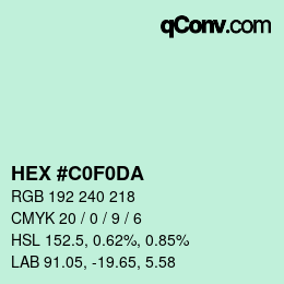 Color code: HEX #C0F0DA | qconv.com