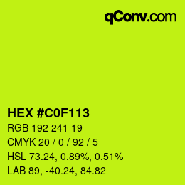 Color code: HEX #C0F113 | qconv.com