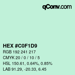 Color code: HEX #C0F1D9 | qconv.com
