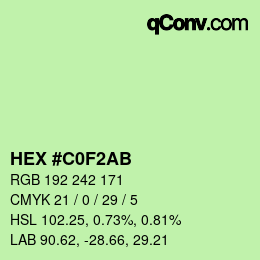 Color code: HEX #C0F2AB | qconv.com