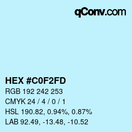 Color code: HEX #C0F2FD | qconv.com
