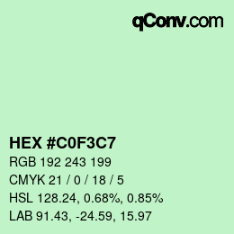 カラーコード: HEX #C0F3C7 | qconv.com