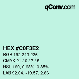 カラーコード: HEX #C0F3E2 | qconv.com