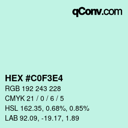Color code: HEX #C0F3E4 | qconv.com
