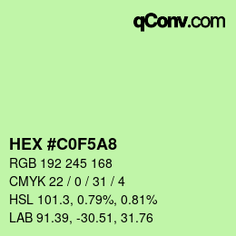 Color code: HEX #C0F5A8 | qconv.com