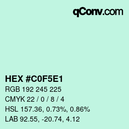 Color code: HEX #C0F5E1 | qconv.com
