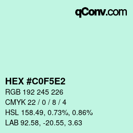 Farbcode: HEX #C0F5E2 | qconv.com