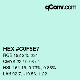 カラーコード: HEX #C0F5E7 | qconv.com