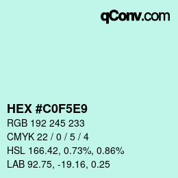 Color code: HEX #C0F5E9 | qconv.com
